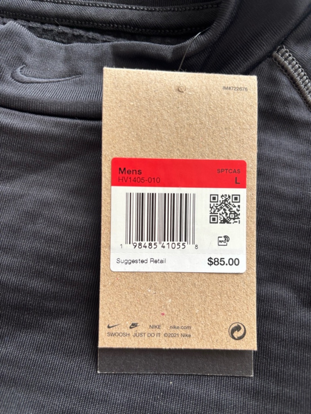 Nike Tech Long Sleeve Top - Charcoal Gray with Light Gray Logo - Picture 3 of 5